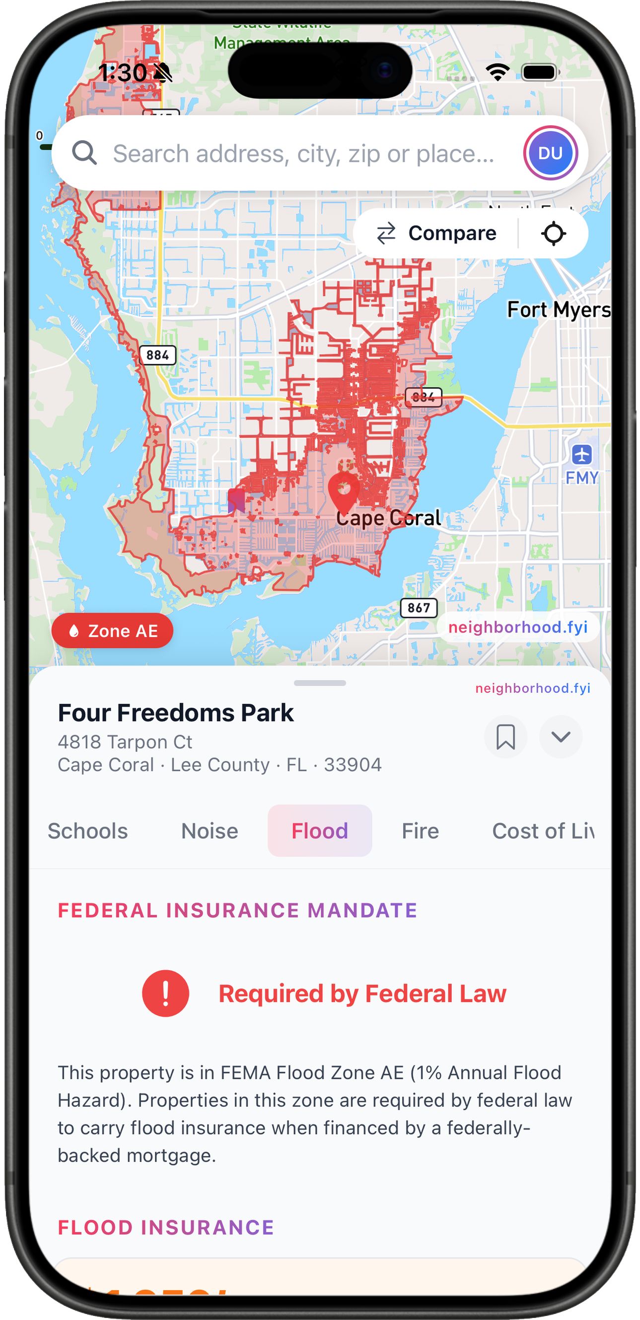 Flood zone map