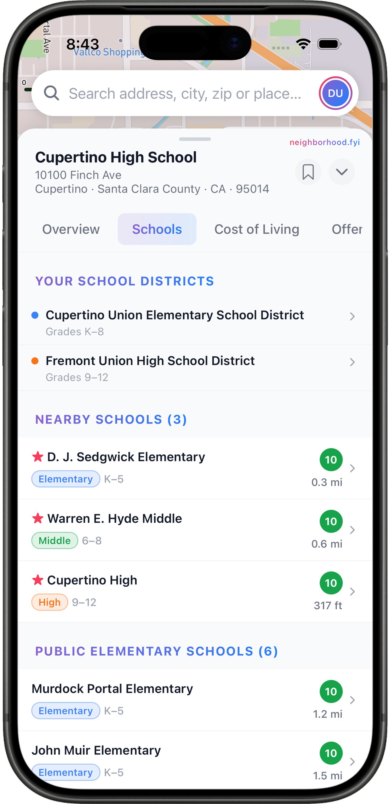Nearby schools
